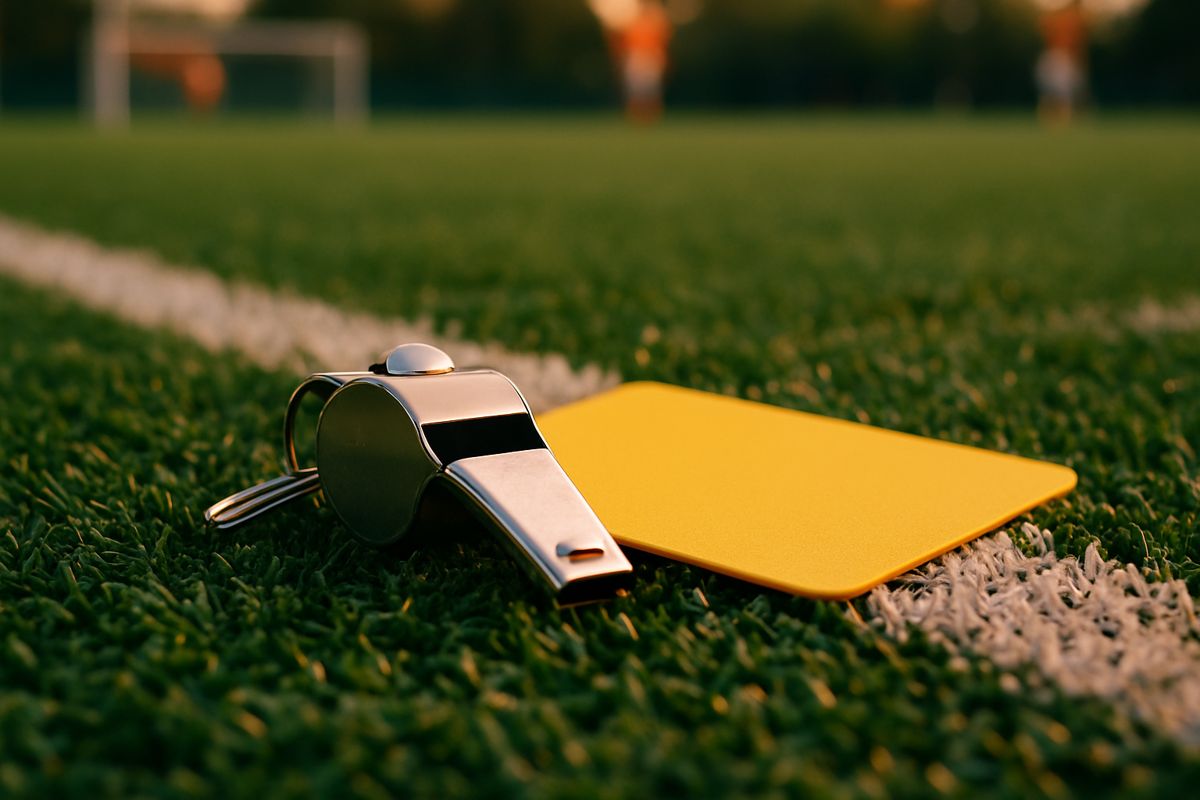 Referee whistle and yellow card