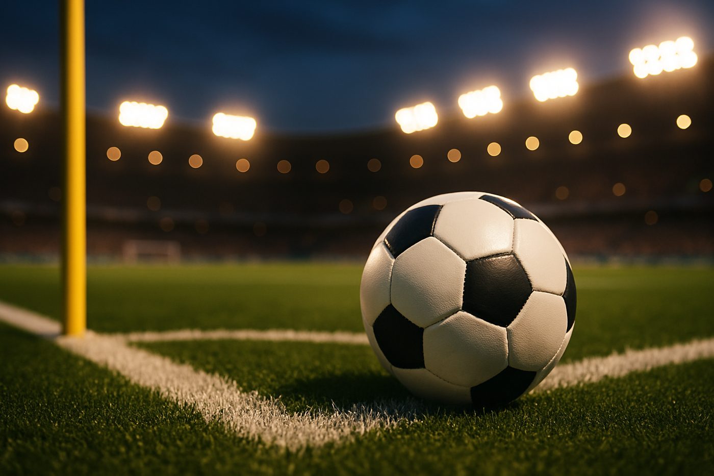 Soccer ball at the corner flag